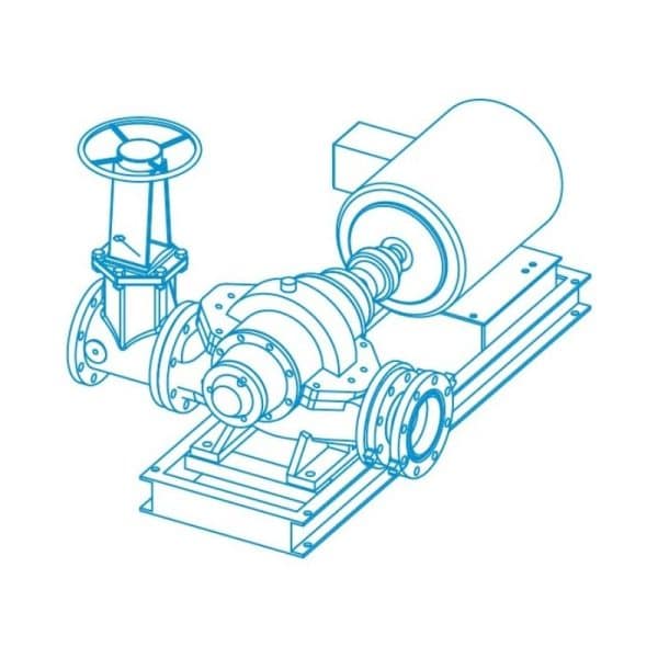 Bombas y Sistemas - Caja Dividida Horizontal Fireset Diesel y Eléctrico Dibujo | Soluciones Hidrónicas de Bombeo